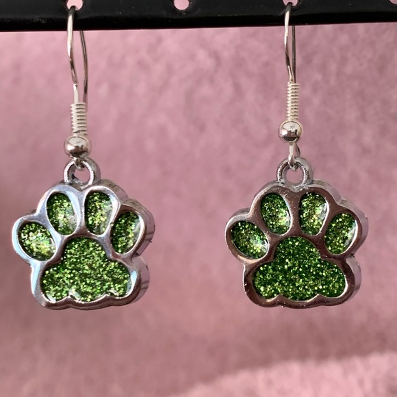 Glitter Pawprint Earrings - Picture 2 of 5